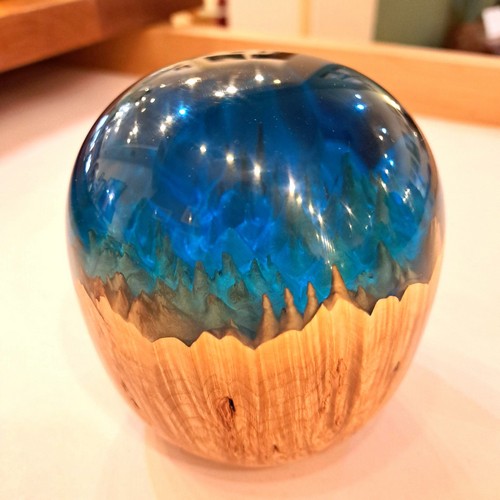 SH236 Maple & Clear Blue Orb $225 at Hunter Wolff Gallery